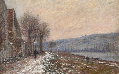 La Berge à Lavacourt, neige , Claude Monet