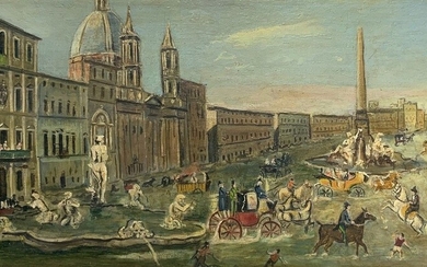 Lac de la Piazza Navona à Rome Peinture à l'huile sur table À partir de...