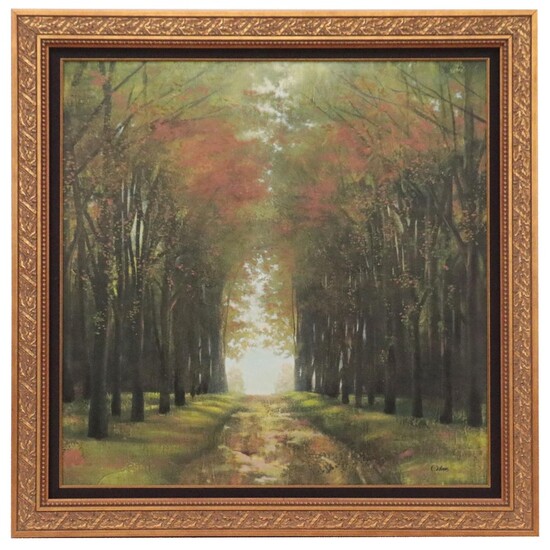 Ladscape Embellished Giclée of Forest Path, Late 20th Century