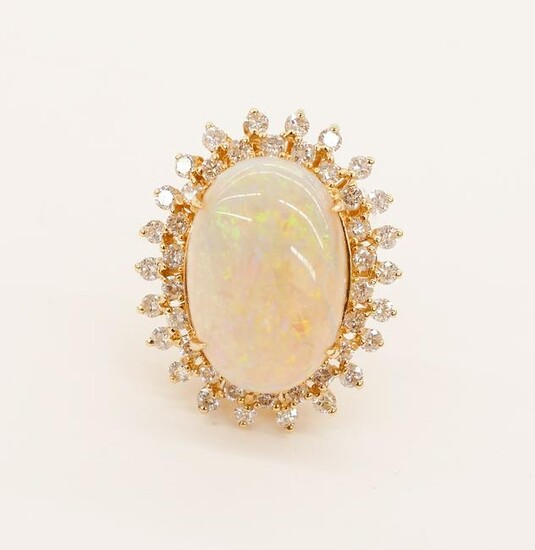 Lady's 11.95ct Opal & Diamond 14k Starburst Ring