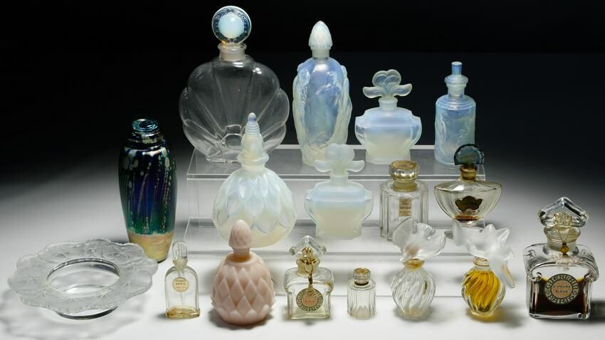 Lalique Crystal and French Perfume Bottle Assortment