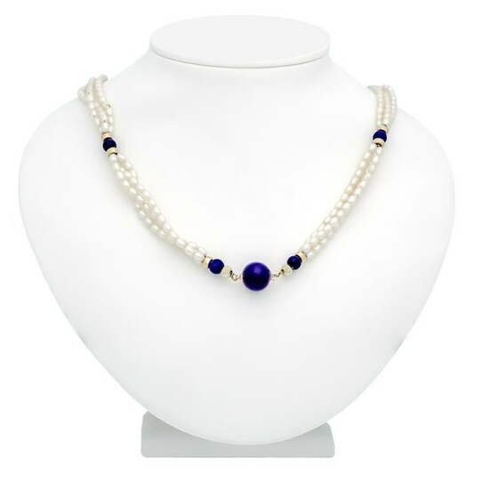Lapis lazuli pearl neckla