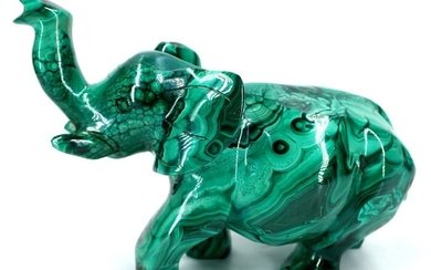 Large A + Old Malachite Elephant Carving, (Many Details) 6955ct - 160×120×80 mm - 1391 g