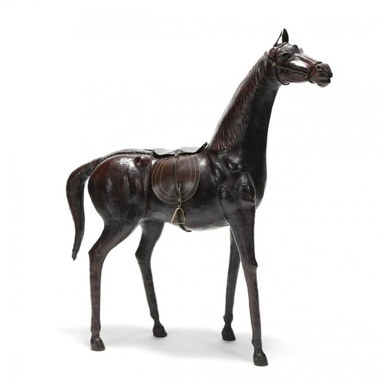 Large Decorative Leather Wrapped Horse