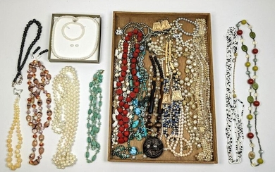 Large Lot Costume Beaded Necklaces Jewelry.
