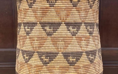 Large Native American Style Woven Basket with Lid