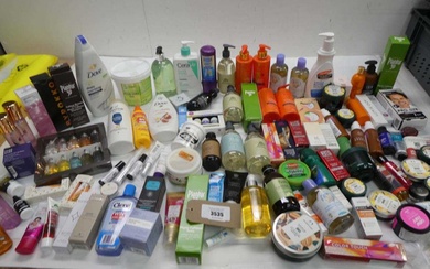 Large bag of toiletries including hair products, body lotion, body...