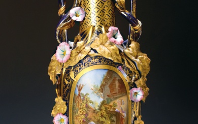 Large ceremonial vase based on the Sevres model, probably Thuringia,...