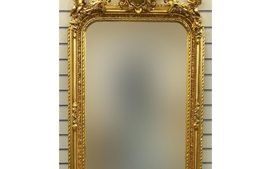 Large ornate gilt framed mirror having bevelled glass mounte...