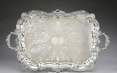 Large silver plate tray in the Rococo taste