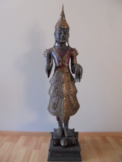 Large statue Mandalay Buddha - 128 cm!! 13 kg - Wood - Myanmar - Late 20th century