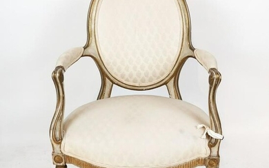 Late 18th C. George III Parcel Gilt Arm Chair