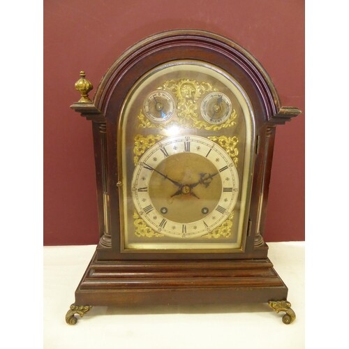 Late 19thC mahogany cased arch top brass dial bracket clock ...
