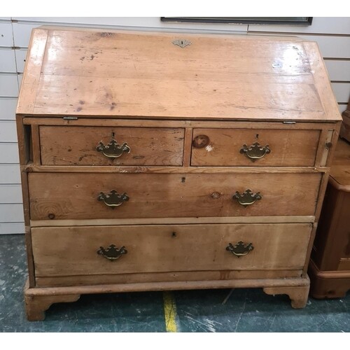 Late 19th/early 20th century pine bureau with two short over...