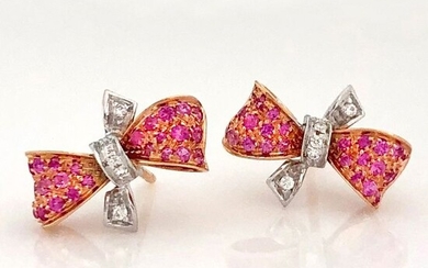 Leo Pizzo - 18 kt. Pink gold, White gold - Earrings - 0.50 ct Sapphires - Diamonds