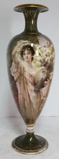 Limoges Large Portrait French Porcelain Vase
