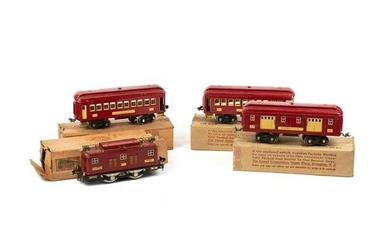 Lionel #8E w/ 332, 337, and 338 Apple Red Car Set