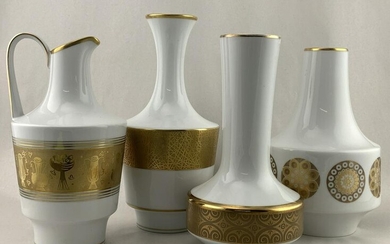 Lot Of 4 Mcm German Porcelain And Gold Vases