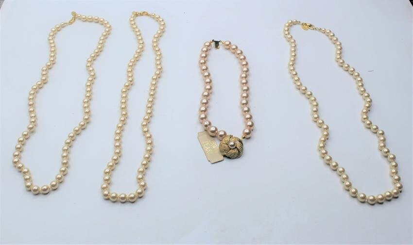 Lot of 4 Erwin Pearl, Pearl Tone Necklaces
