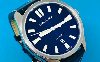 Louis Erard - Automatic Watch Sportive Collection Blue Dial Leather Strap Swiss Made- 69108AA05.BDC155 - Men - Brand New
