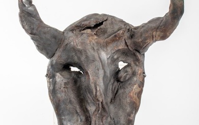 Louis Mendez Stoneware Sculpture Bull's Head Mask