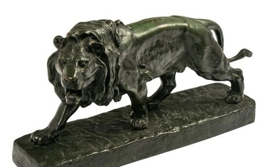 Louis V. Natavel (1831-1892) Bronze Lion Sculpture