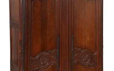 Louis XV Style Carved Walnut Armoire, 19th c., H.- 110 in., W.- 63 1/2 in., D.- 27 in.