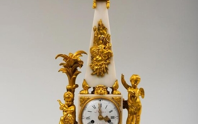 Louis XVI Style Gilt-Bronze-Mounted White Marble