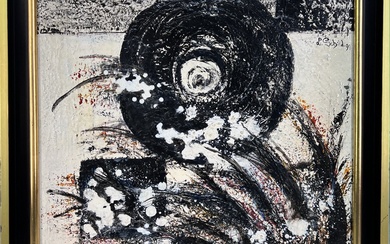Loulou SCHILD (1943) "Composition blanche et noire" 1991 Huile sur toile Signée et datée (19)91...