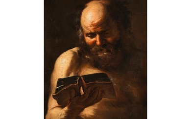 Luca Giordano, genannt „Fa Presto“, 1632/34 Neapel – 1705 ebenda, zug., DER HEILIGE HIERONYMUS, EIN BUCH LESEND