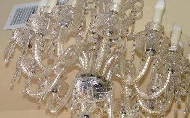 MASSIVE 12 ARM CRYSTAL CHANDELIER LAMP FIXTURE Early 20th century, massive crystal chandelier