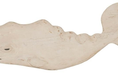 MICHAEL BACLE (Virginia/Nantucket, Contemporary), Large hand-carved and painted white sperm whale.