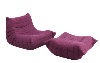 MICHEL DUCAROY TOGO LOUNGE CHAIR AND FOOTSTOOL FOR LIGNE ROSET