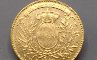 MONACO Une pièce de 100 francs Monaco or - 1895 Toutes les pièces d'or sont...