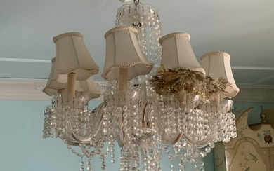 MURANO ARMS DRIPPING CRYSTALS & SHADES CHANDELIER