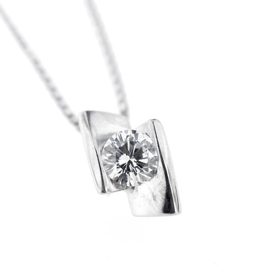 Made in Italy - 18 kt. White gold - Necklace with pendant - 0.45 ct Diamond