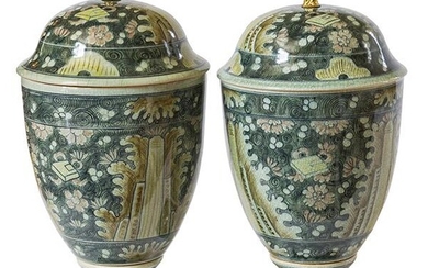 Maitland Smith Porcelain Lidded Urns