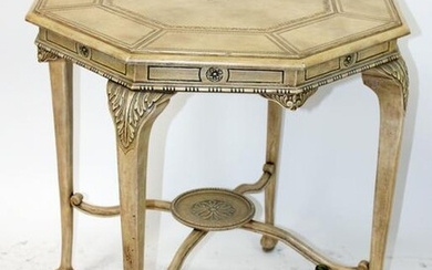 Maitland Smith octagonal table with tooled leather
