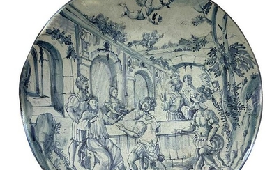 Majolica plate, Savona (Liguria), XVII century. Mark