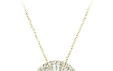Marquise Diamond Halo Pendant Necklace