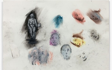 Martial RAYSSE (Né en 1936) ETUDE POUR MENIS LE PECHEUR - 1996 Pastel, crayon, aquarelle, encre et collage sur papier