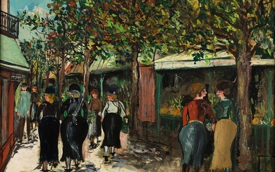 Maurice Utrillo, 1883 Paris – 1955 Dax, LE MARCHÉ À MONTMARTRE, 1924