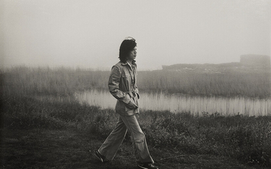 Mick Jagger on the grounds of Andy Warhol's Montauk home in 1975