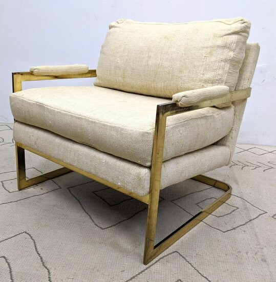 Mid Century Modern Gold Tone Cantilever Lounge Chair.