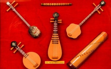 Miniature Chinese Instruments Flute Guitar San-Shyan