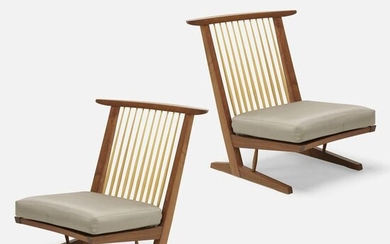 Mira Nakashima, Conoid Cushion lounge chairs, pair