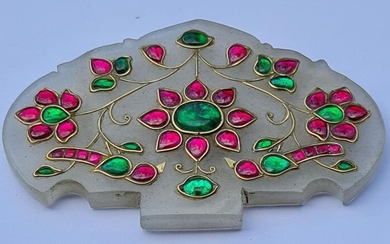 Mughal pendant (1) - Jade - museum quality Islamic big size handmade jade stone mughal style pendant - India - 20th century