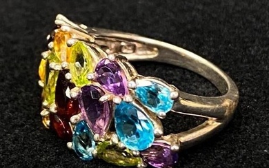 Multicolor Stone Sterling Silver Ring
