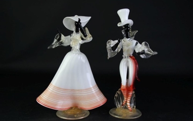 Murano Art Glass Figures (2), H27cm & H29cm
