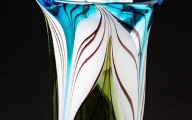 Murano Glass Pulled Feather Vase.